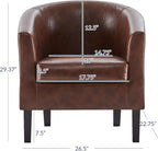 BELLEZE Accent Barrel Chair, Set of 2 Faux Leather Round Club Tub Sofa Corner Chair with Flared Legs and Cozy Soft Padding for Living Room Bedroom Waiting Room - Caramel