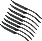 JASHII 18/10 Stainless Steel 8 Piece Mirror Polished Black Steak Knife Black Utensil Set