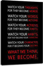 Motivational Wall Art for Office Watch Your Thoughts Inspirational Canvas Painting Inspiring Quotes Posters Prints Artwork Living Room Home Decor Framed Ready to Hang [24''W x 36''H]