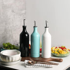 Sweejar Large Ceramic Olive Oil Dispenser Bottle, Opaque Oil Cruet Protects Oil to Reduce Oxidation, Suitable for Storage Oil, Vinegar, Soy Sauce & Other Liquids, Pack of 1, 24 Fl Oz (Turquoise)