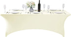 Spandex Table Cover for 8FT or 4ft or 6ft Table Universal Fitted Stretch Tablecloth for Party, Banquet, Wedding and Events-Ivory