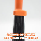 Small Broom Stiff Bristles Brush with Long Handle Indoor or Outdoor Compact Broom for Sweeping Patio Garage Garden,Deck,Concrete Floor,Bathroom (Orange)