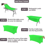 IVAPUPU 6FT Table Cloth for Rectangular Fitted Events Stretch Green Table Covers Washable Cover Spandex Tablecloth Protector for Party, Wedding, Cocktail, Banquet, Festival