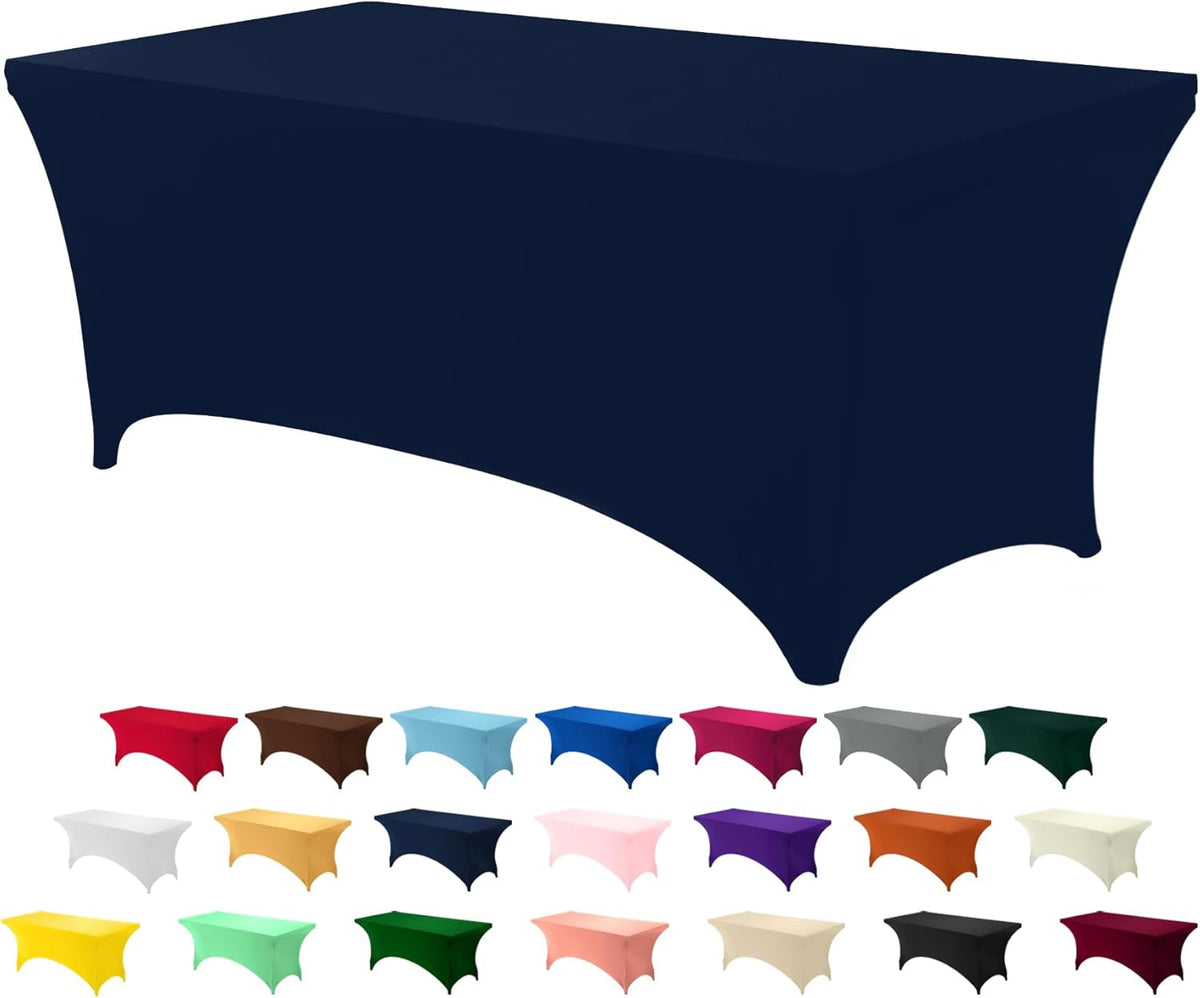 Utopia Kitchen 6ft Spandex Table Cloth Rectangle [1 Pack, Navy Blue] 200GSM Premium Stretch, Lycra, Washable and Wrinkle Resistant Table Cover Fitted for Event, Wedding, Banquet [72Lx30Wx30H Inch]
