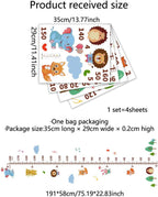 Cartoon Animals Self-adheve Vinyl Nursery Wall Decal Baby Growth Chart Sticker for Bedroom Play Room