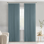 MIULEE Greyish Blue Back Tab Blackout Curtains 52x72 Inches Long 2 Panels | Rod - Image 9