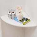 Corner Shelf, White Solid Oak Wood Floating Corner Shelves Wall Mount Round End Floating Speaker Rack Display Shelf for Small Plant Photo Frame (White, 12in)