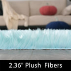 Latepis Blue Runner 2x5 Faux Sheepskin Rug Washable Fur Rug Living Room Carpet - Image 2