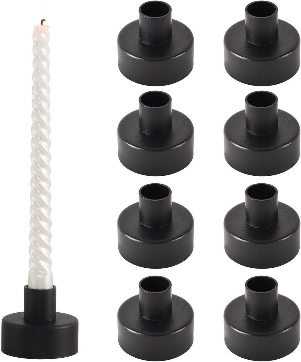 Black Candlestick Holders Set of 8,Vintage Taper Metal Candle Holders for Candle Sticks Holder Decor,Candelabra Candle Holder for Halloween Decoration Wedding Christmas Fireplace Mantel Home Decor