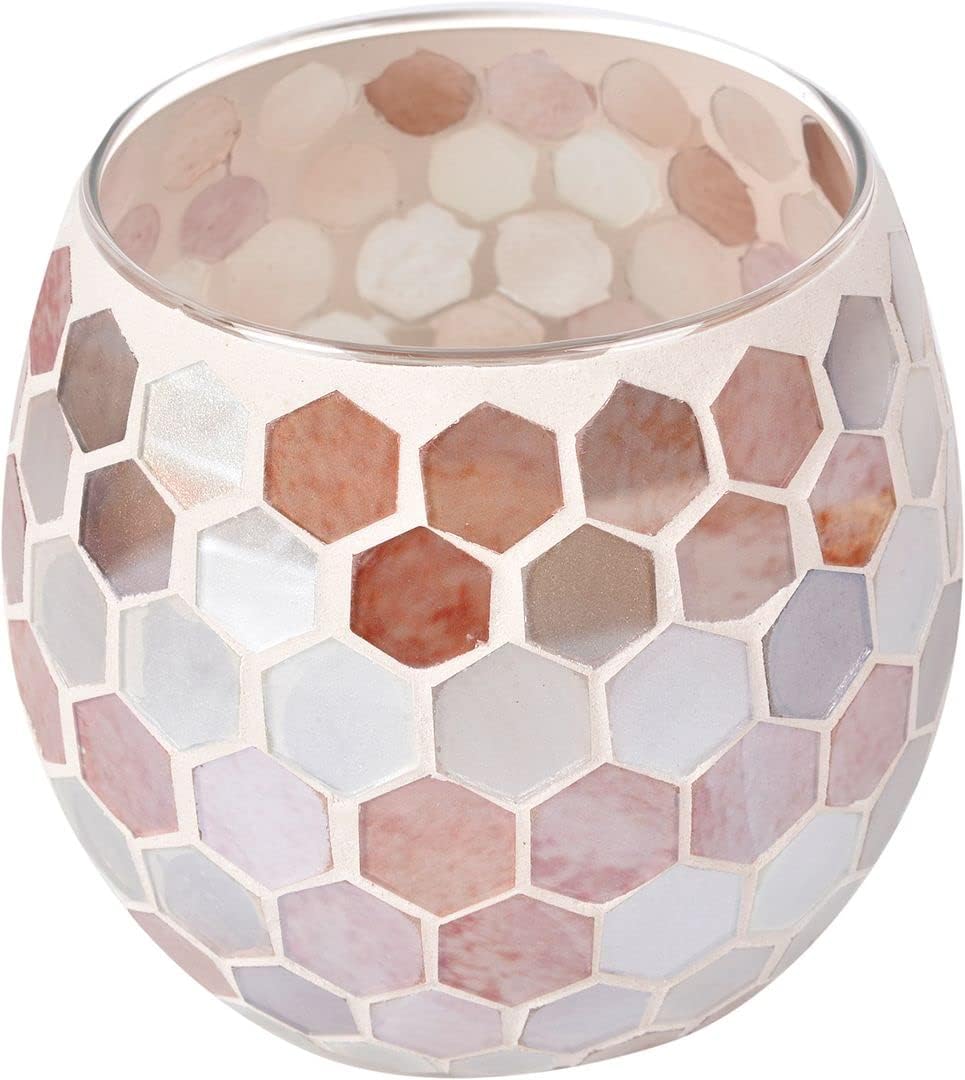 Votive Candle Holder Tea Lights - Glass Candle Holders, Mosaic Tealight Candle Holder, Candle Jar Cup for Wedding Centerpiece Party Table Decorations, Valentines Day Decor