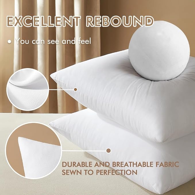 MIULEE 22x22 Pillow Inserts Set of 2, Throw Pillows - Image 3