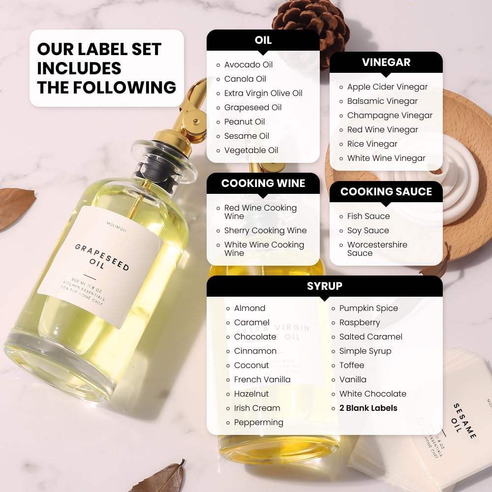 Molimoli Glass Oil Dispenser Bottle for Kitchen, Weighted Pourer, Olive Oil Cruet | 350ml, Set of 1
