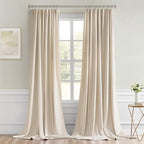 MIULEE Cream Beige Back Tab Blackout Curtains 52x108 Inch Long 2 Panels Set | - Image 9