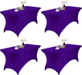 4Pack Spandex Waterproof Table Covers 6ft，Spandex 6ft Waterproof Table Cover for Party,Wedding, Banquet, and Events(Purple)