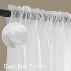 MIULEE White Sheer Curtains 98 Inches Long 4 Panels 42 x 98 Inches | Light - Image 3