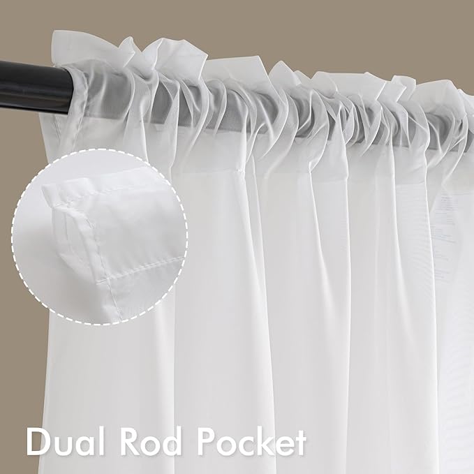 MIULEE White Sheer Curtains 80 Inches Long 4 Panels 42 x 80 Inches | Light - Image 3