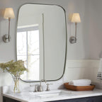 ANDY STAR Brushed Nickel Oblong Mirror, 36x48 Inch Brushed Nickel Oval Mirror for Bathroom with Stainless Steel Metal Frame, Wall Mouned for Bathroom, Living Room, Entryway