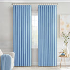 MIULEE Sky Blue Back Tab Blackout Curtains 52x90 Inch Long 2 Panels Set | Rod - Image 9