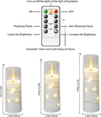 Flickering Flameless LED Candles,Battery Operated Candles 24 Pcs with Embedded Star String,Acrylic LED Pillar Candles with Remote,Suitable for Home Decoration to Create an Atmosphere (White)