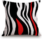 TSSOHU Throw Pillow Cover Geometric Black and White Red Abstract Line Decorative Pillow Case Home Decor Square 18x18 Inches Pillowcase