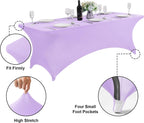 SuperO Waterproof Spandex Table Cover for 6FT Table Universal Fitted Stretch Tablecloth for Party, Banquet, Wedding and Events-Lavender