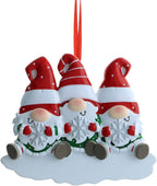 3D Gnome Family of 3 Christmas Ornament 2025 Personalized Family Christmas Ornaments 2025 | Snowflakes Personalized Tree Ornaments Customizable Gifts Holiday Santa Hat Gnomes of Three Ornament