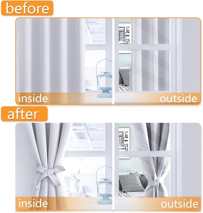 Room Darkening Curtains for Bedroom 2 Panels Greyish White, Energy Saving - Image 5
