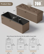 Storage Ottoman Bench, Folding Ottoman Foot Rest, End of Bed Bench,Storage Chest, for Living Room, Bedroom, Hallway, Entryway, Holds up to 700 lb (BROWN1, 43")