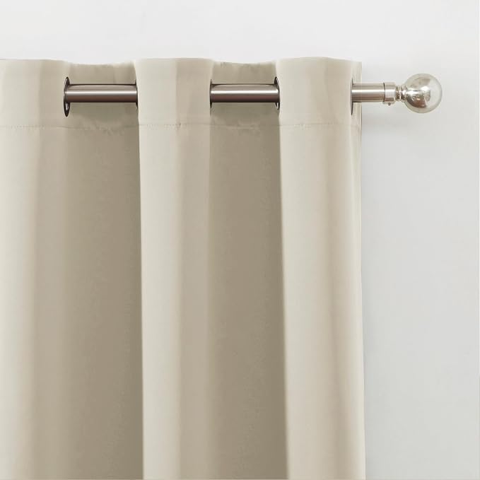 Blackout Curtains 52 x 120 Inch Long Light Beige Curtains Set of 2 Panels Room - Image 6