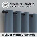 SimpleHome Stone Blue 100% Blackout Curtains Room Darkening Living Room 72L | - Image 6