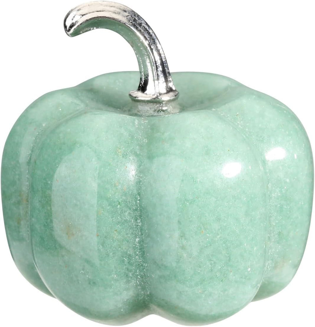 Jovivi Green Aventurine Crystal Pumpkin Figurine, 1.2" Mini Carved Gemstone Pumpkin Statue Decor Healing Stones Decorative Ornaments for Fall Harvest Thanksgiving Halloween Decorations Home Decor
