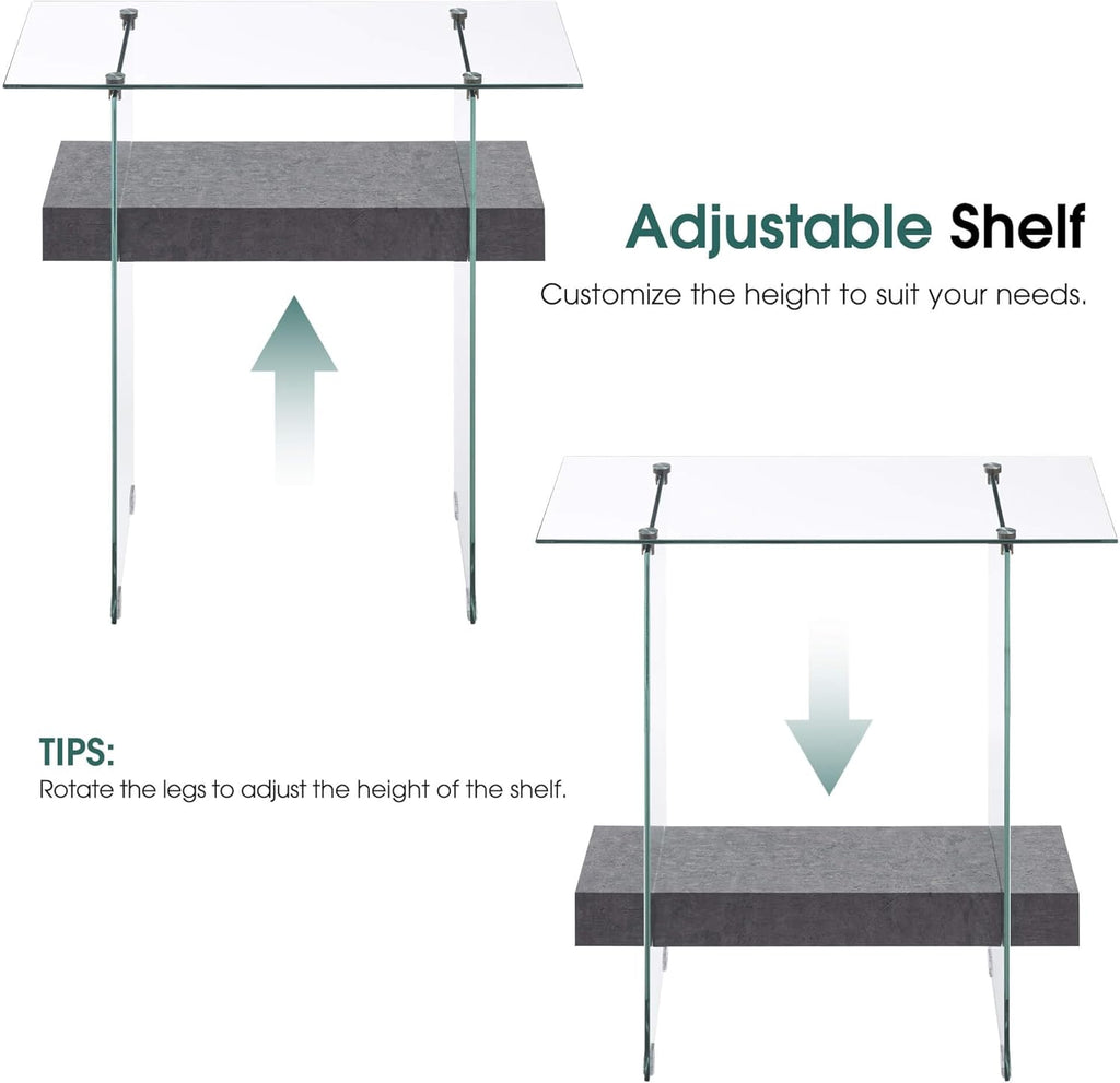 ivinta Narrow Glass Console Table with Storage, 31.5'' Modern Entryway Table with Storage Shelves for Living Room, Hallway, Foyer, Bedroom 5103 (Gray)