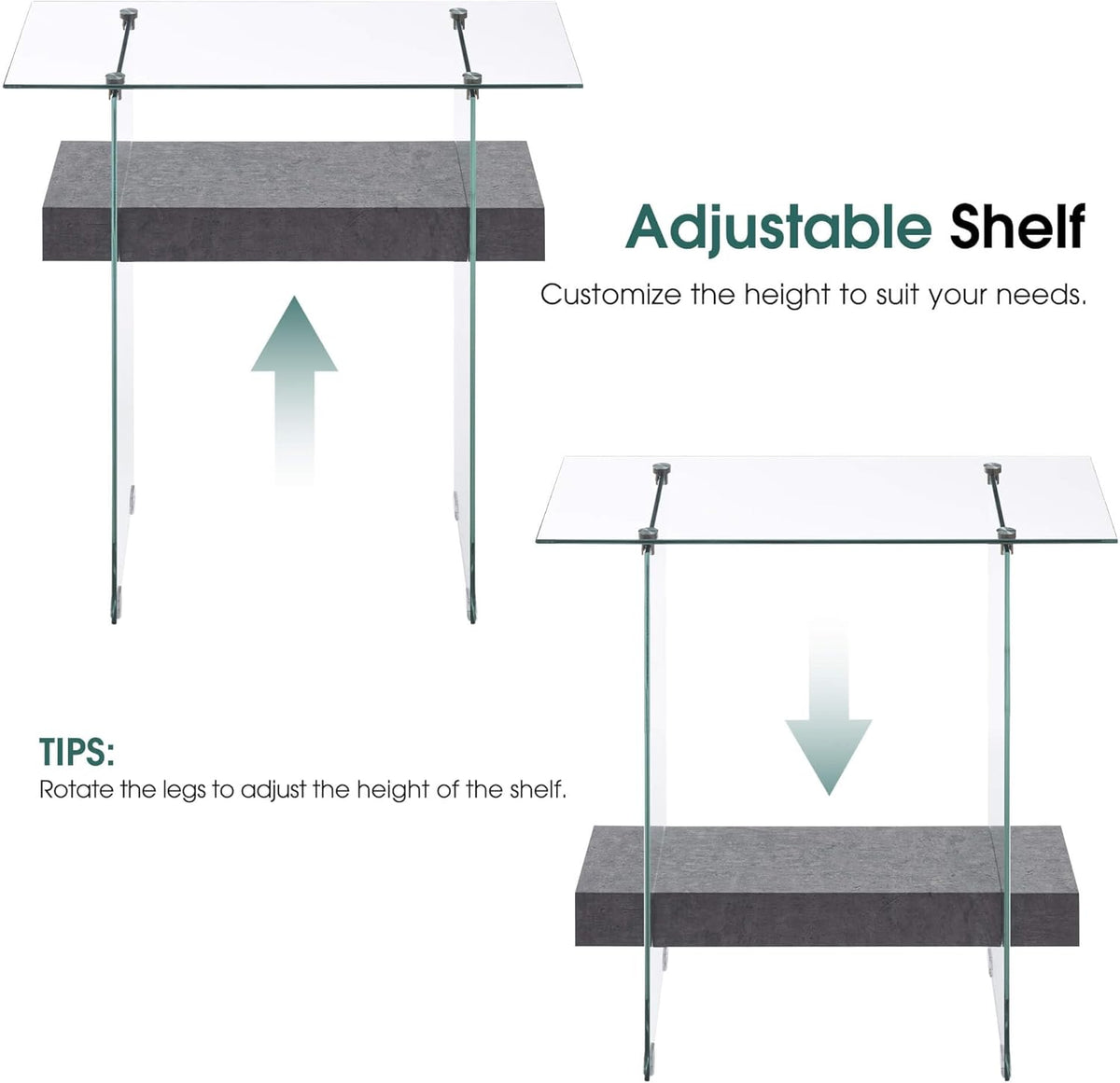 ivinta Narrow Glass Console Table with Storage, 31.5'' Modern Entryway Table with Storage Shelves for Living Room, Hallway, Foyer, Bedroom 5103 (Gray)