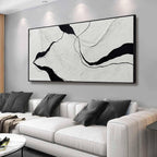 Framed Minimalist Wall Art 24"x48" Black and White Abstract Print Poster Line Canvas Modern Artwork for Living Room Bedroom Office Decor
