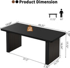 Rectangular Fluted Coffee Table, Farmhouse Wood Coffee Table Mid Century Modern Center Table Boho Living Room Tables for Living Room Office (Black, 19.69" D x 43.3" W x 17.72" H)