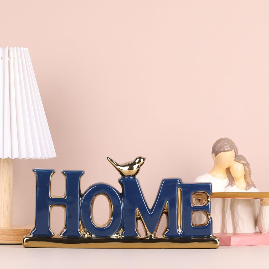 Love Sign Decoration,Blue and Gold Love Signs for Home Decor Statue,Gold Bird Sculpture Personalized Love Decor,Gold Style Figurine Decorative Ornaments for Living Room,Bedroom,Desktop,Cabinets