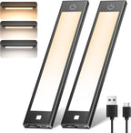 VST 72 LEDs Motion Sensor Lights Indoor 3 Color Temps, Dimmable Under Cabinet Lighting, 1800mAh Rechargeable Step Light, Cordless Night Light for Stair, Wardrobe, Kitchen 2 Pack