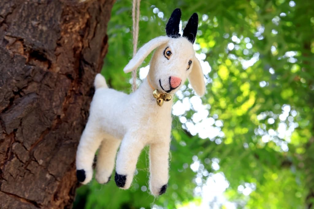 Handmade Needle Felt Goat Ornament, Gift Decor Figure