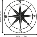 aboxoo Round Metal Compass Decorative Compass Metal Wall Art Hanging Wall Sculpture 22.8 Inch Black Diameter Farmhouse Decor Indoor or Outdoor Sign