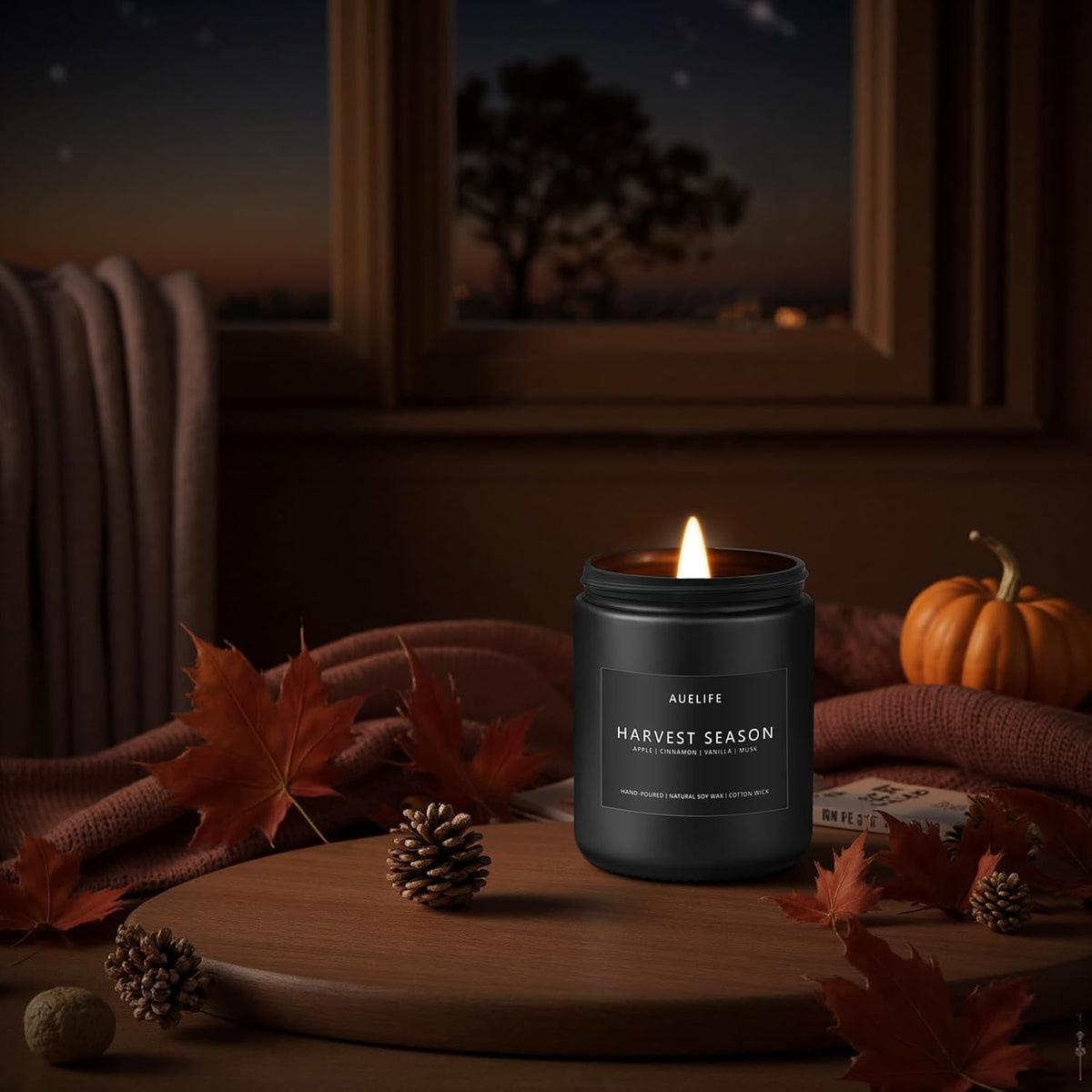 Fall Candle - Harvest Season Scented Candles, Fall Soy Candle for Home Decor, 7 oz Natural Soy Wax – Long-Lasting Autumn Candles, Aromatherapy Gift for Women & Thanksgiving, 7oz