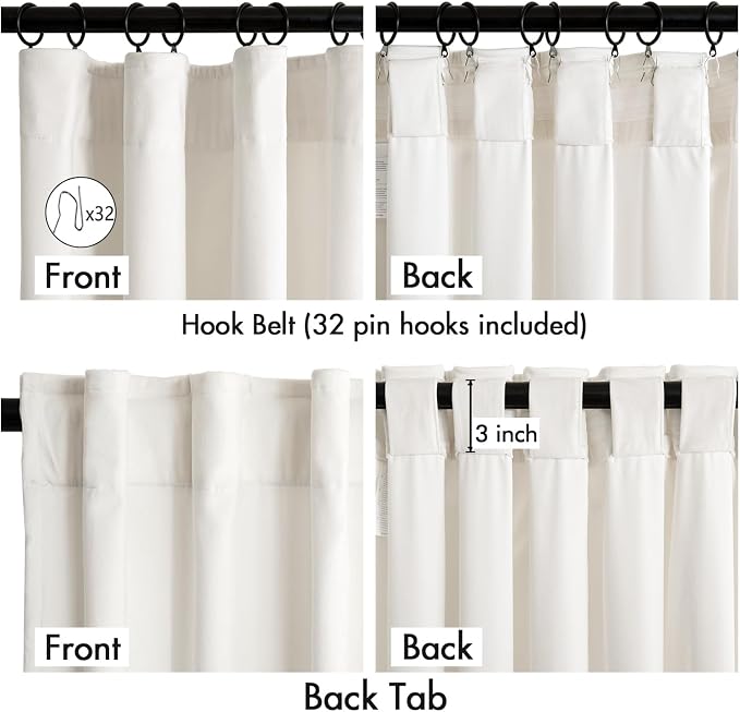 MIULEE Velvet Curtains 50W x 72L 2 Panels Ivory Blackout Curtains | Luxury - Image 3