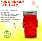 Generic 14 oz Colorful Skull Glass Mason Jar – Mix & Match 7 Vibrant Colors, Large & Durable! (Green)