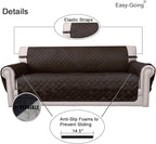 Easy-Going Reversible Couch Cover, 3 Cushion Sofa, Chocolate/Beige | Machine - Image 3