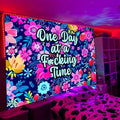 ADDWel Blacklight Floral Tapestry, Hippie Flower Tapestry Glow In The Dark, UV Reactive Black Light Upright Posters Wall Hanging for Bedroom Dorm Living Room Backdrop Decor