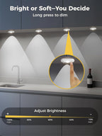 LED Motion Sensor Puck Lights, Under Cabinet Lighting, Indoor Rechargeable Wireless Cabinet Light, Dimmable Magnetic Stick-On Night Lights for Closet, Kitchen, Stairs, 6000K Daylight White 6-Pack