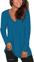 Tobrief Women's Long Sleeve V-Neck Shirts Fall Graphic Tees Loose Casual T-Shirt