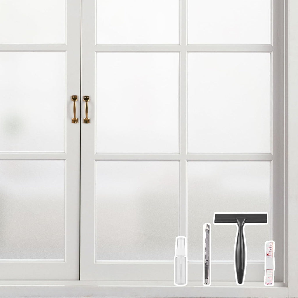 Kromapolis Window Privacy Film Frosted Glass Window Film, Heat Blocking Privacy Film for Glass Windows, Static Cling Non-Adhesive Frosting Window Stickers for Door Home (Frosted, 11.8 x 78.7 inch)