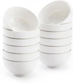 White 4.5in Small Ceramic Bowls 12 OZ, AntoKueh Cereal Bowls Set of 12 for Dessert, Rice, Jello, Family dressfamily gatherings, hosting dinner parties