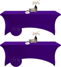 2Pack Spandex Waterproof Table Covers 8ft，Spandex 8ft Waterproof Table Cover for Party,Wedding, Banquet, and Events(Purple)