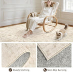 Round Area Rug Living Room: 6ft Washable Carpet Beige/Brown | Vintage Boho - Image 7